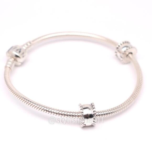 Two Authentic PANDORA Sterling Silver Beveled Clips - 790267 - Picture 8 of 9